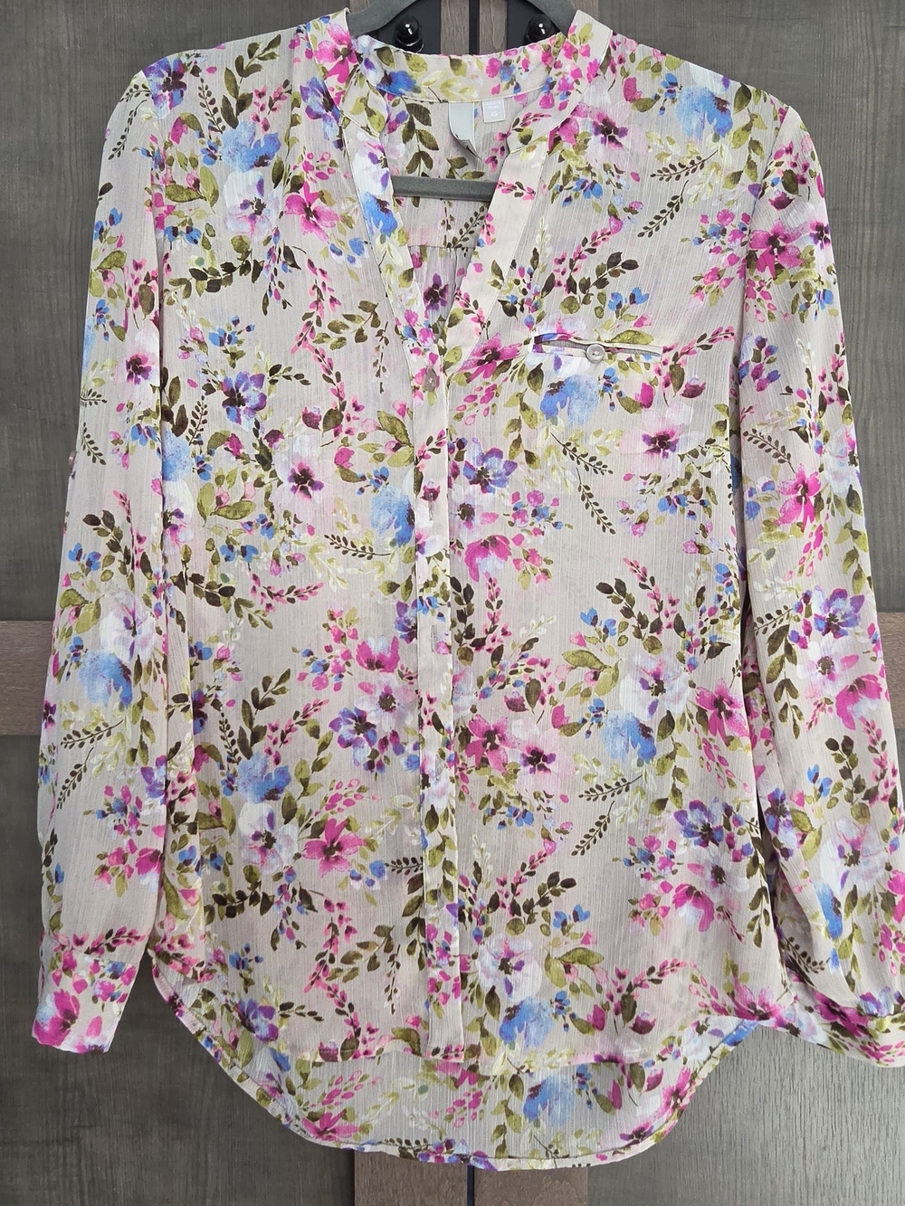 KUT from the Kloth Sheer Floral Button-Front Blouse – Size XS